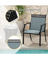 Gymax Patio Dining Chairs Set of 4 All Weather Outdoor Chairs w/ High Back & Armrests