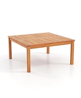 Gymax Outdoor Coffee Table w/ Slatted Tabletop Small Outside Table Square Patio Table