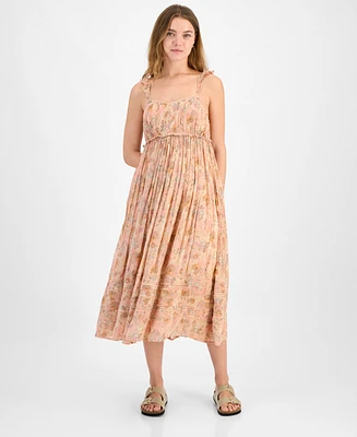 Lucky Brand Women's Printed Ruffle Sleeve Midi Dress