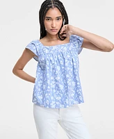 Liverpool Los Angeles Women's Cotton Square-Neck Blouse