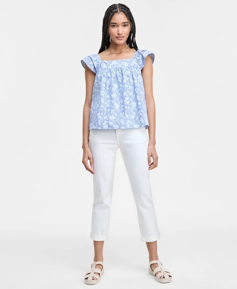 Liverpool Los Angeles Women's Cotton Square-Neck Blouse