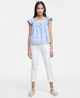 Liverpool Los Angeles Women's Cotton Square-Neck Blouse