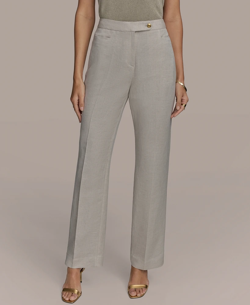 Donna Karan New York Women's Linen-Blend Straight-Leg Pants