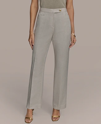 Donna Karan New York Women's Linen-Blend Straight-Leg Pants