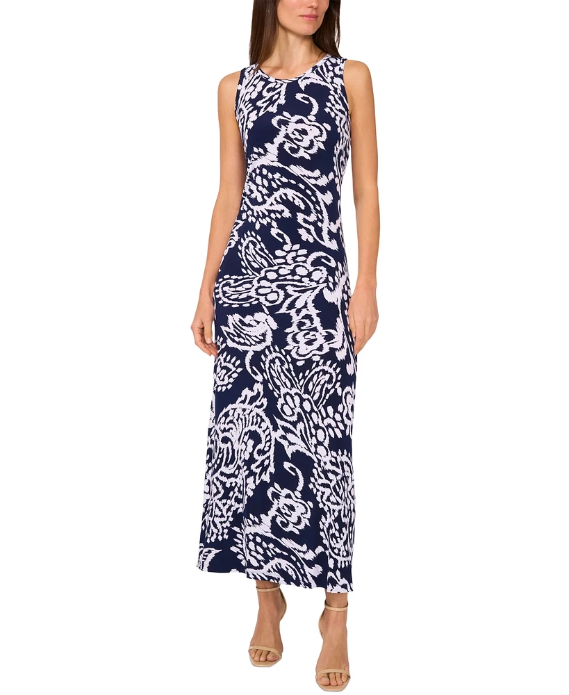 Vince Camuto Women's Paisley-Print Sleeveless Keyhole-Back Crewneck Maxi Dress