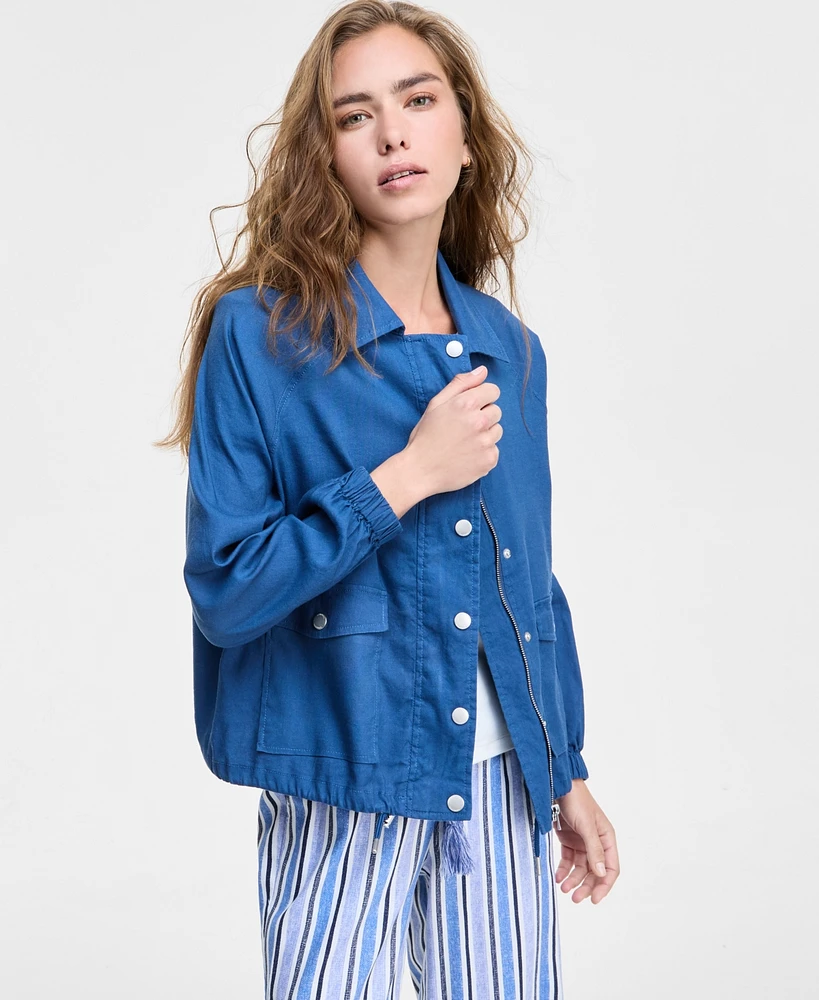 Liverpool Los Angeles Women's Cinched-Hem Raglan-Sleeve Jacket