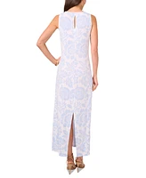 Vince Camuto Women's Floral Sleeveless Keyhole-Back Crewneck Maxi Dress
