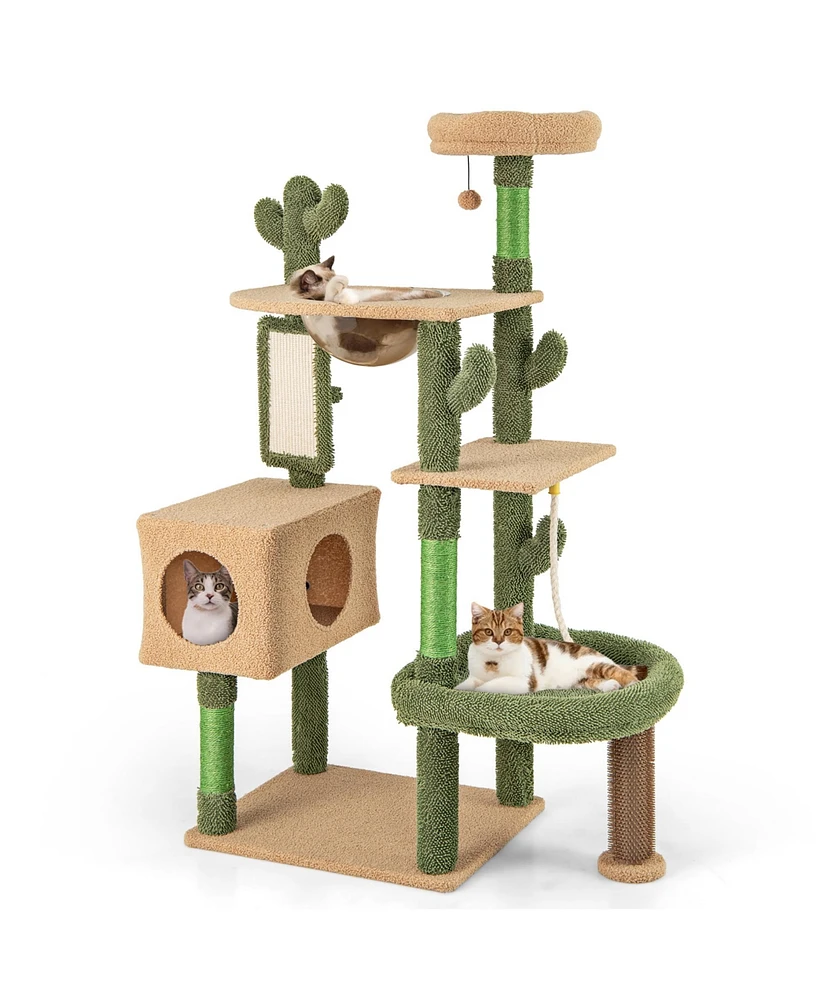 Gymax 59'' Cactus Cat Tree for Indoor Cats w/ Sisal Scratching Posts & Board Condo