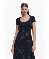 Desigual Women's Midi dress with floral silhouettes