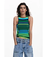 Desigual Women's Striped knit T-shirt with seams