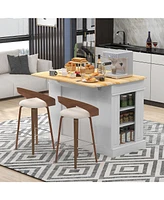 Kitchen Island with Ample Storage and 3-Level Adjustable Shelves for Organizing
