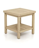 2-Tier Outdoor Side Table with Shelf Stylish and Functional Furniture for Porch, Deck, or Garden