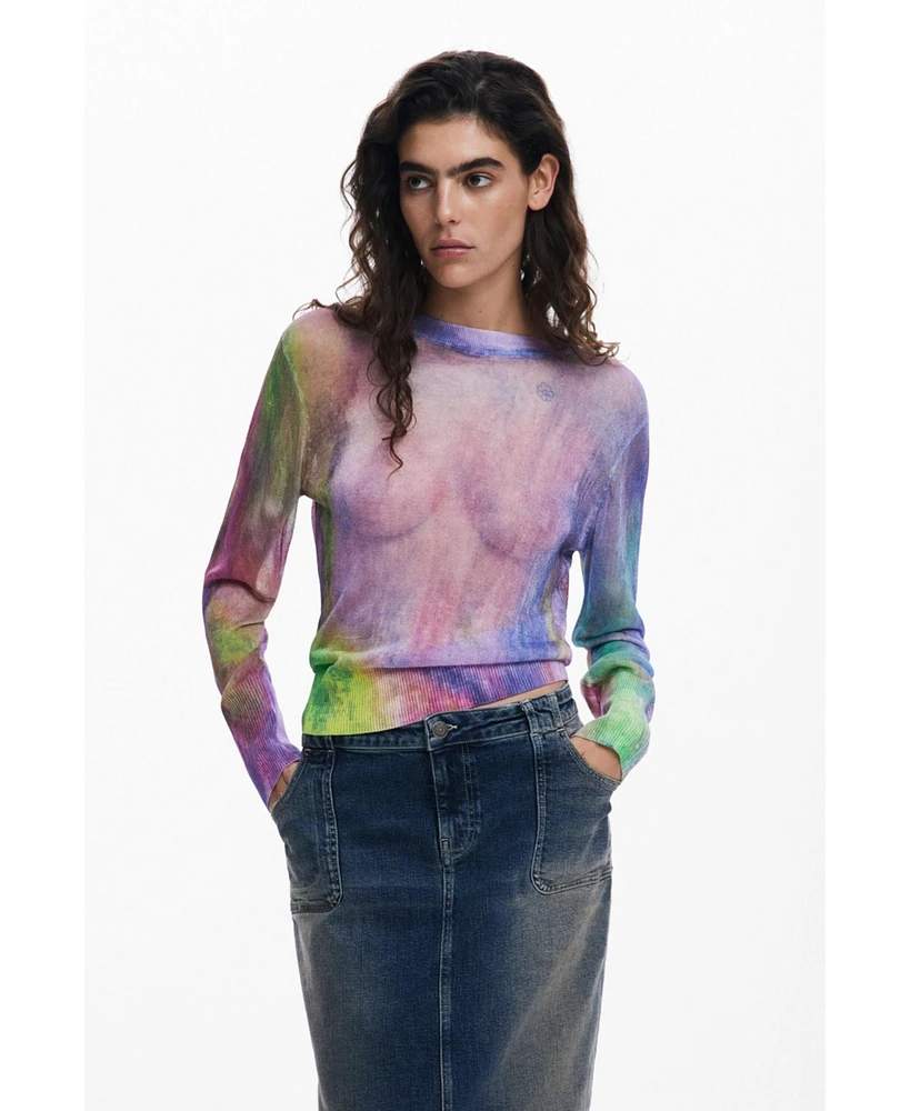 Desigual Women's Watercolor fine sweater