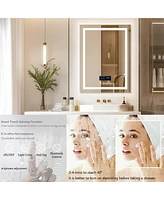 Luvodi 23.6 x 31.5 In Smart Led Lighted Bathroom Mirror with Bluetooth Speaker, Front-lit, Backlight