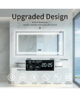 Luvodi 47 x 23 In Large Bluetooth Led Bathroom Mirror Smart Wall Vanity Mirror Anti-Fog