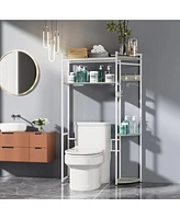 Unho Bathroom Over The Toilet Storage Shelf Space-Saver Rack with 4 Hooks