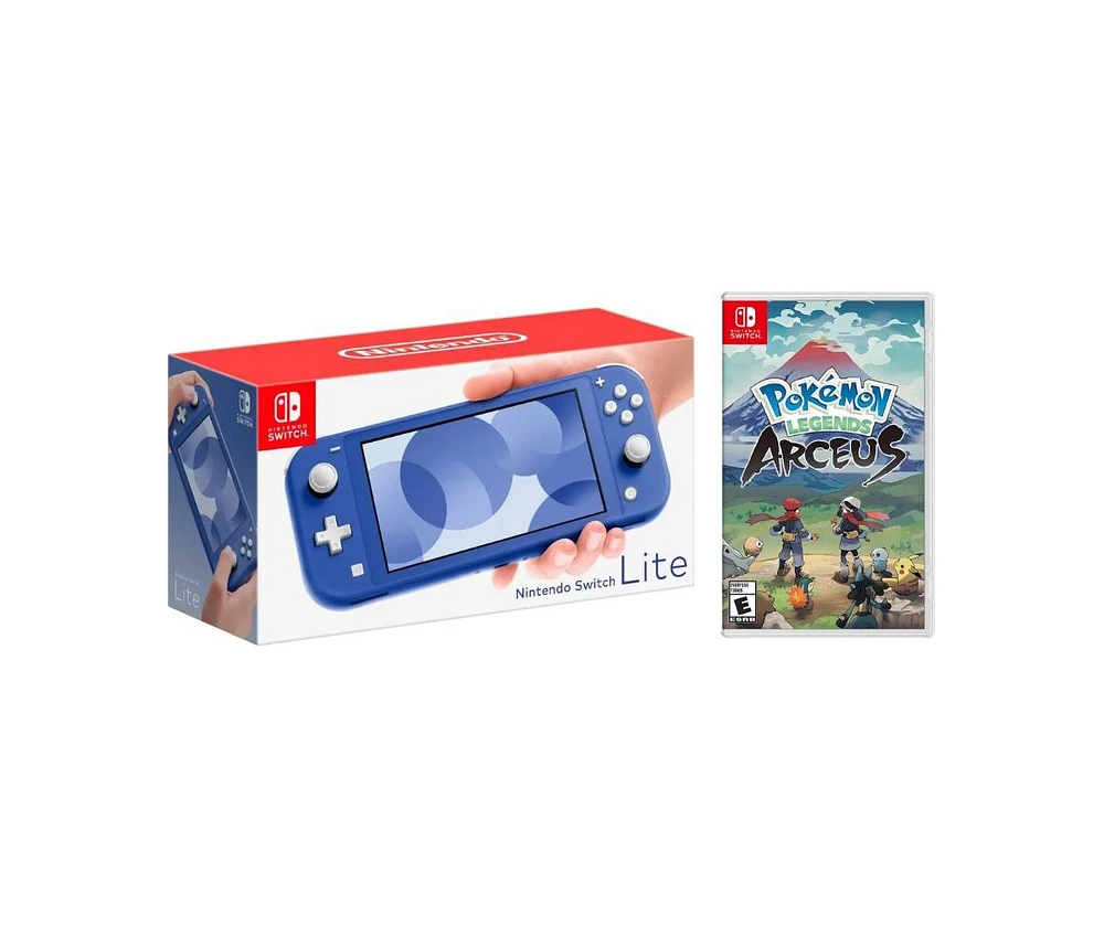 Nintendo Switch Lite Blue Bundle With Pokemon Legends Arceus Game