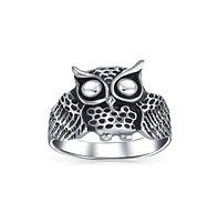 Bling Jewelry Silver Ring: Wise Bird Night Owl Band Oxidized Sterling Sterling