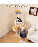 Cute Cat Tree for Indoor Cats with Sisal Scratching Posts & Scratching Board Fun & Cozy Play Tower