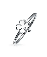 Bling Jewelry Delicate Celtic Shamrock Clover Silver Ring Good Luck Oxidized Sterling
