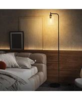Modern Floor Lamp with Hanging Glass Lampshade and Foot Switch