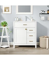 Single Bathroom Vanity with 2 Drawers and 1 Door Compact and Functional Storage Solution for Bathroom