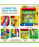 Inflatable Bounce Castle with Double Slides and 735W Blower