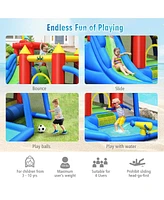 Inflatable Bounce House with Water Slide & Splash Pool Fun Outdoor Playset