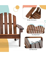 Gymax Kid Adirondack Chair Solid Wood Loveseat Backrest Arm Rest for 2 Person Patio