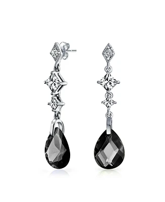 Bling Jewelry Briolette Faceted Teardrop Pear Shape Cubic Zirconia Cz Chandelier Earrings Sterling Silver