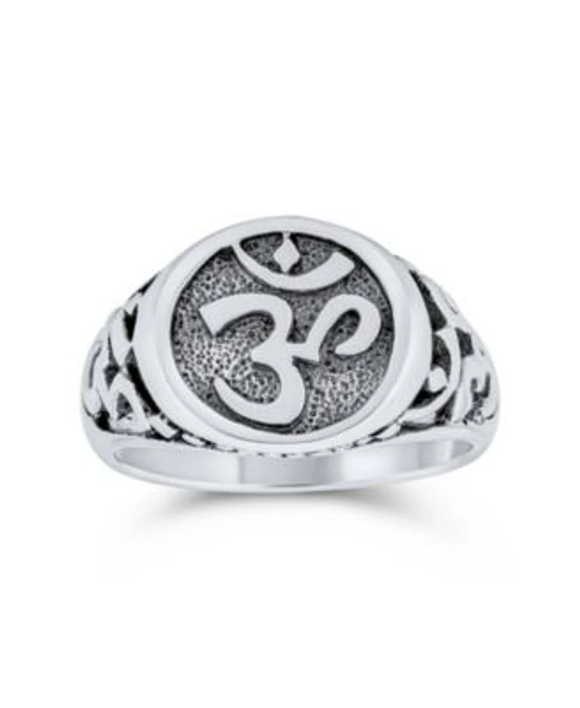 Bling Jewelry Religious Yogi Aum Om Signet Silver Ring for Men in Sterling Silver