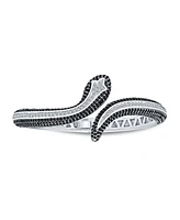 Bling Jewelry Exotic Serpent Bangle Bracelet with Cubic Zirconia Rhodium Plated Finish