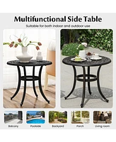 Gymax Cast Aluminum Patio Table 24''Outdoor Round Side Table Anti-Rust Coffee Bistro Table