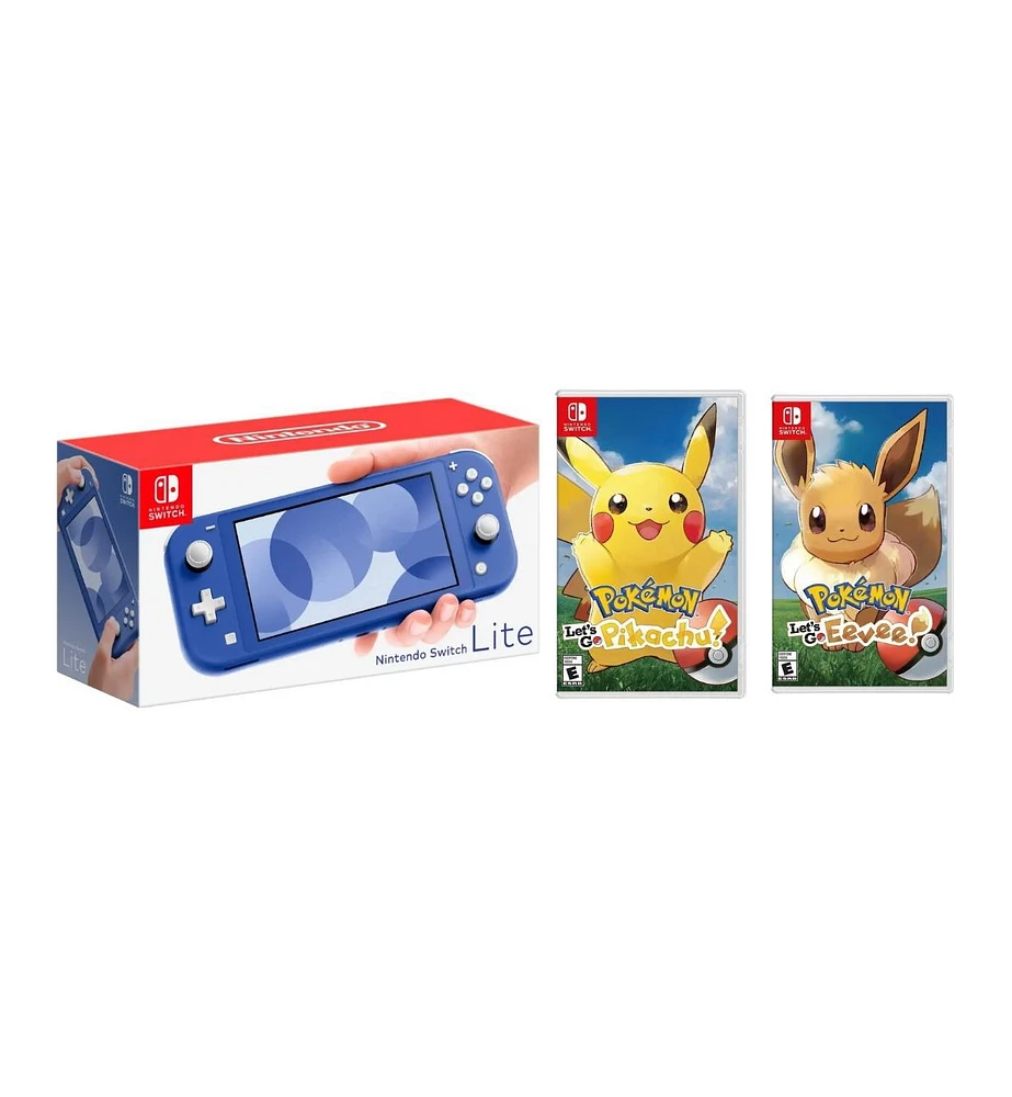 Nintendo Switch Lite Bundle With Pokemon Lets Go Evee & Lets Go Pikachu Games