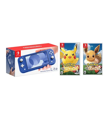 Nintendo Switch Lite Bundle With Pokemon Lets Go Evee & Lets Go Pikachu Games