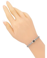 Black Spinel & Sterling Silver Dragon Bone Oval 5mm Chain Bracelet