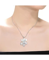 White Gold Plated Puzzle Piece Pendant Necklace