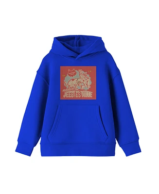 Velma Scooby Doo Cartoon Character Jeebies Ville Youth Boys Royal Blue Hoodie-xl