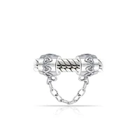 Bling Jewelry Initial Alphabet Bead Charm Two Tone Love Hearts Safety Chain European Bracelet