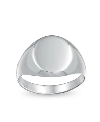 Bling Jewelry Basic Simple Initial Monogram Sterling Silver Ring for Men Oval Signet Design