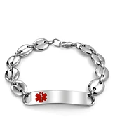 Bling Jewelry Medical Id Bracelet for Men - Marina Anchor Mariner Silver Tone Stainless Steel