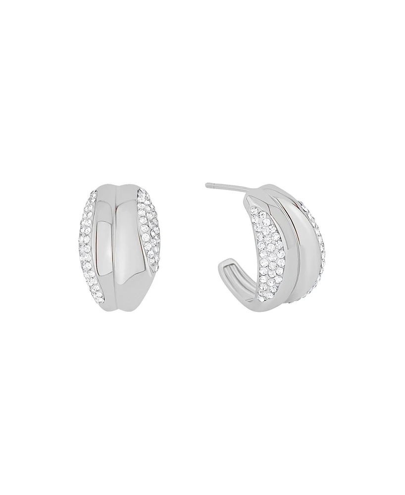 And Now This Clear Crystal Push Back C-Hoop Earrings