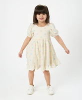 Rare Editions Toddler and Little Girls Multi 3D Rosettes with Gauze Dress