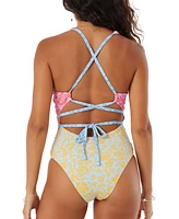 Roxy Juniors' Tapestry Patchwork One-Piece Swimsuit