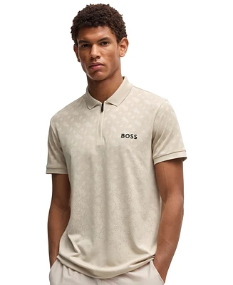 Boss by Hugo Men's Monogram Jacquard Quick-Dry Polo Shirt