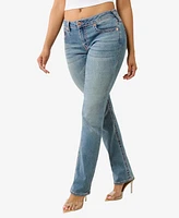 True Religion Women's Billie Mid Rise Straight Big T Jeans