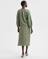 I.n.c. International Concepts Women's Button-Sleeve Blouse, Exclusively at Macy's