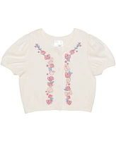 Disney Toddler and Little Girls Princess Roses Short Sleeve Sweater