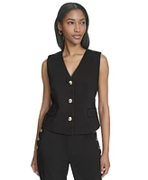 Halston Women's Sleeveless V-Neck Button-Front Vest