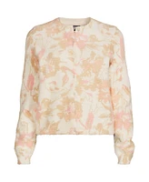 Lands' End Women's Fine Gauge Eyelash Cardigan Printed Sweater - Set Top